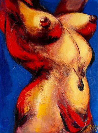 null CORNO, Joanne (1952-2016)
"Buste sur fond bleu"
Acrylique sur toile
Signée en...
