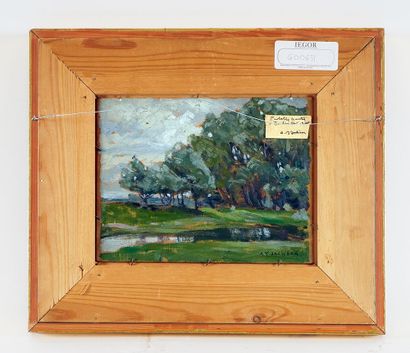 null JACKSON, Alexander Young (1882-1974)
Landscape with Hills (reverse: By the Pond)
Oil...