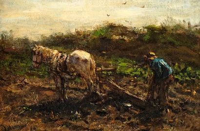 null Attribué à Jacob Henricus MARIS (1837-1899)
"Ploughing After Rain"
Huile sur...