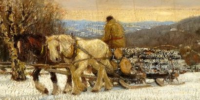 null COBURN, Frederick Simpson (1871-1960)
Transport des grumes
Huile sur toile
Signée...