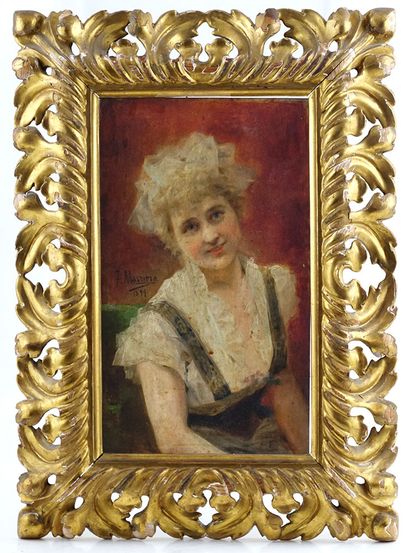null MASRIERA Y MANOVENS, Francisco (1842-1902)
Untitled - Young lady
Oil on board
Signed...