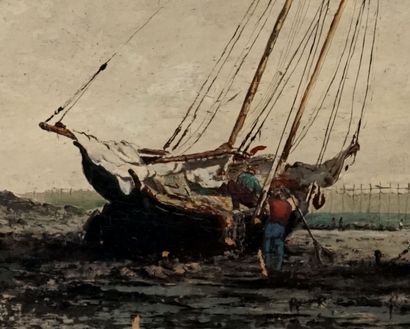 null HAMMOND, John A. (1843-1939)
Sans titre - Bateau de pêche, marée basse
Huile...