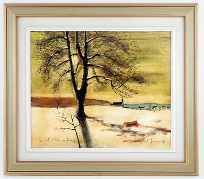 null HUDON, Normand (1929-1997)
"Le vieil arbre en hiver"
Oil on canvas board
Signed...