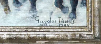 null GAJDOS, János (1912-1950)
Vers le marché hivernal
Huile sur panneau
Signée et...