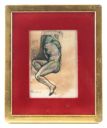 null PASCIN, Jules (1885-1930)
Nu de dos
Encre et aquarelle sur papier
Signé en bas...