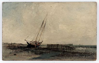 null HAMMOND, John A. (1843-1939)
Sans titre - Bateau de pêche, marée basse
Huile...