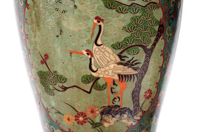 null CHINE / CHINA



A pair of copper cloisonné 'Cranes of Longevity' ground vases....