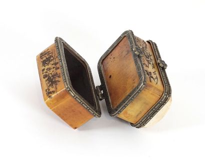 null CHINE / CHINA

A bone carved jewelery case. Early 20th century. 

Height : 6cm...