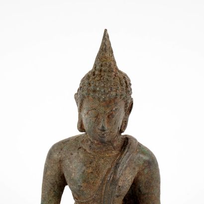 null SIAM 

Bronze subject, representing Buddha seated in meditation, the right hand...