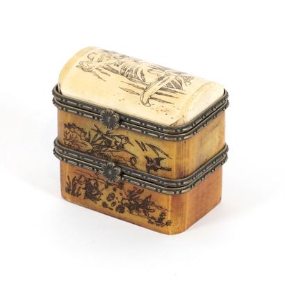 null CHINE / CHINA

A bone carved jewelery case. Early 20th century. 

Height : 6cm...