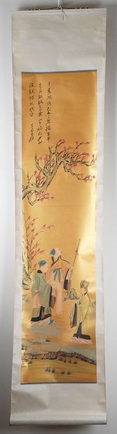 null ÉCOLE CHINOISE / CHINESE SCHOOL

Set of watercolor on gilt paper scroll. Early...