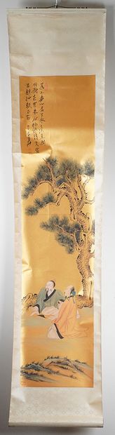 null ÉCOLE CHINOISE / CHINESE SCHOOL

Set of watercolor on gilt paper scroll. Early...