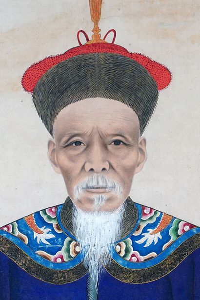 null CHINE / CHINA 

Portrait of a dignitary, ink and colors on paper. 
China, late...
