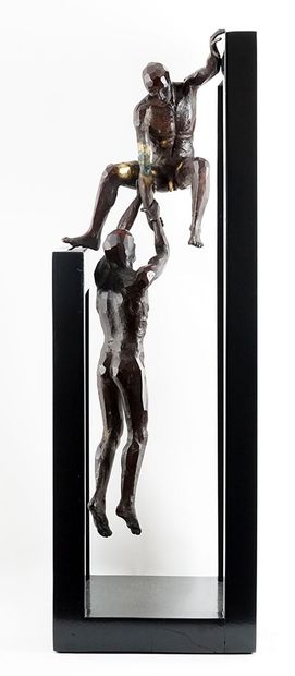 null DELGADO, Juan Carlos (1973-)
Solidarity
Bronze with brown patina and wood/glass...