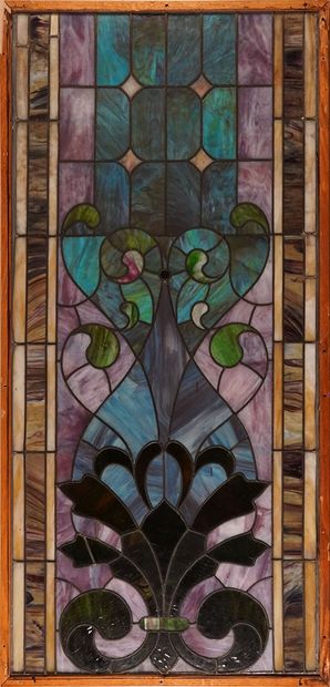 null VITRAUX / STAINED GLASS

Important Victorian style stained glass window decorated...