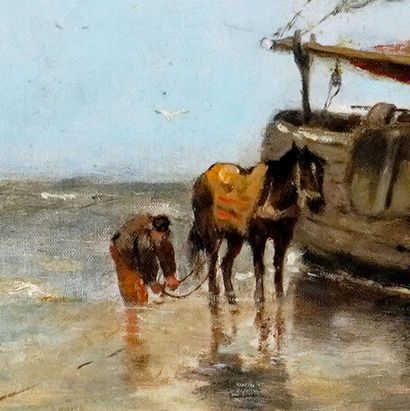 null SCHERREWITZ, Johan Frederik Cornelius (1868-1951)
"Waiting for the Tide"
Oil...