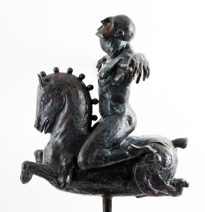 null DE DIOS, Juan (active 20th c.)
Man on a horse
Bronze with brown patina on metal...