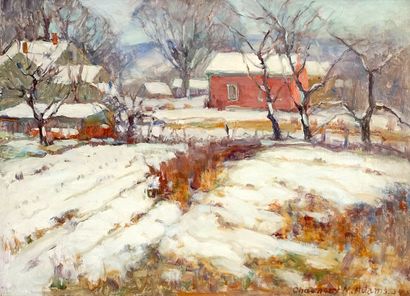 null ADAMS, Chauncey M. (1895-1965)
"Red barn"
Oil on masonite
Signed and dated on...