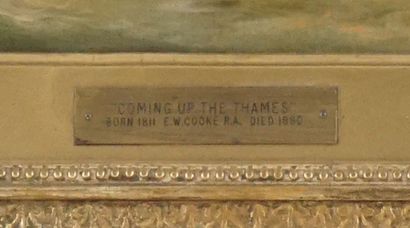 null COOKE, Edward William (1811-1880)
"Coming up the Thames"
Huile sur panneau
Signée...