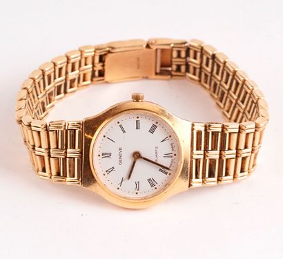 null 14K GOLD GENEVA
Geneve lady's wristwatch in 14K gold, round case, white dial,...