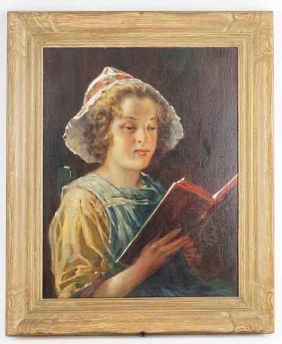 null BRUNNER, Josef (1826-1893)
Jeune fille au livre
Huile sur panneau
Signée en...