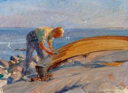 null SOLDAN-BROFELDT, Venny (1863-1945)
Untitled - Man and boat
Oil on canvas
Signed...