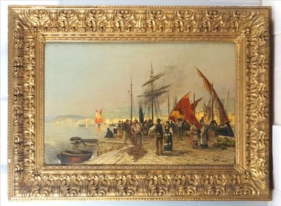 null SESSANO, Luigi (active 20th c.)
Harbour Scene
Oil on canvas
Signed on the lower...