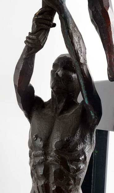 null DELGADO, Juan Carlos (1973-)
Solidarity
Bronze with brown patina and wood/glass...