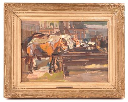null FAHRINGER, Carl (1874-1952)
"Horse Market in Vienna"
Gouache
Signed on the lower...
