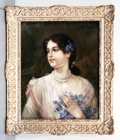 null SÜSS, Josef Wenzel (1857-1937)
Portrait au collier de perles
Huile sur toile
Signée...