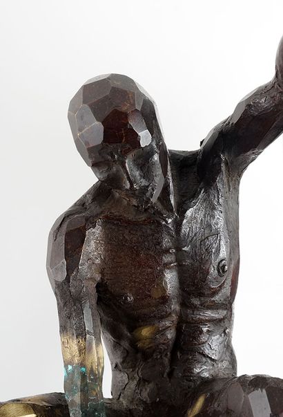 null DELGADO, Juan Carlos (1973-)
Solidarity
Bronze with brown patina and wood/glass...