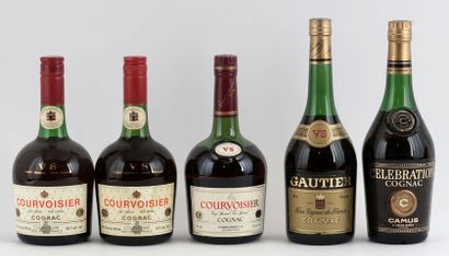 null Sélection de Cognacs comprenant:

-Courvoisier VS (x3)
-Gauthier VS Fine Cognac
-Camus...