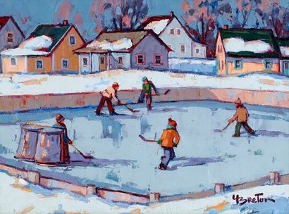 null BRETON, Yvon (1942-)
"Patinoire du village"
Huile sur toile
Signée en bas à...