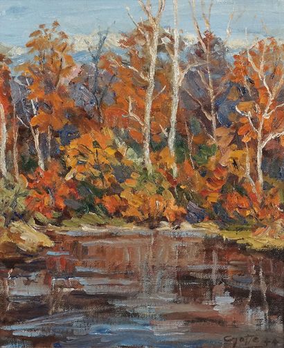 null AYOTTE, Léo (1909-1976)
Paysage d'automne
Huile sur panneau
Signée et datée...