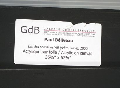 null BÉLIVEAU, Paul (1954-)
"Les vies parallèles VIII"
Acrylique sur toile
Titrée,...