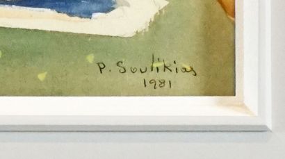 null SOULIKIAS, Paul (1926-) 
"Piedmont" 
Aquarelle 
Signée et datée en bas à droite:...