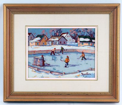 null BRETON, Yvon (1942-)
"Patinoire du village"
Huile sur toile
Signée en bas à...