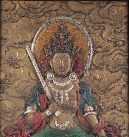 null BOUDDHA / BUDDHA

Pair of gilted and painted wooden Buddha plaques. 

22 x 30.3cm...