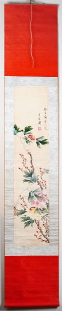 null ÉCOLE CHINOISE / CHINESE SCHOOL

Watercolor on paper scroll of a summer blossom....