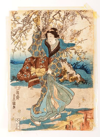 null Toyokuni III (1786-1864)

Partie de triptyque, représentant une beauté dansant...