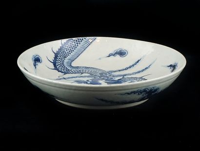 null CHINE / CHINA

Assiette bleue et blanche décorée d'un dragon.

Diamètre : 27cm...