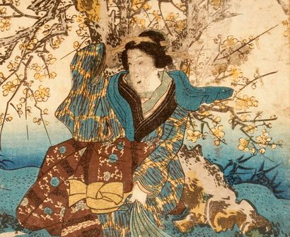 null Toyokuni III (1786-1864)

Partie de triptyque, représentant une beauté dansant...