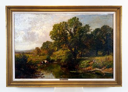 null HOOPER, John Horace (1851-1906)
Bétail paissant près de la rivière
Huile sur...