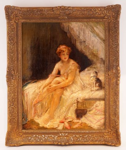 null COMERRE, Léon François (1850-1916)
Élégante au réveil
Huile sur toile
Signée...