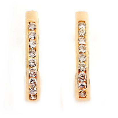 null 10K GOLD DIAMONDS
Pair of 10K yellow gold earrings set with 18 (eighteen) round...