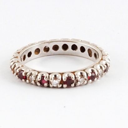 null 14K GOLD DIAMONDS RUBIES
14K white gold eternity ring set with small brilliant...