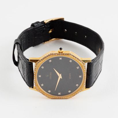 null CONCORD 18K GOLD
Concord men's watch, 18K yellow gold case, bezel paved with...