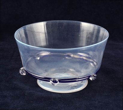 null SALVIATI, ANTONIO (1816-1890), attribué à

Coupe en verre bleu avec son assiette....