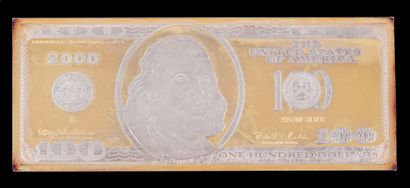 null ONE HUNDRED DOLLARS (2000)
Double-sided plate of a US $100 bill in silver .999...