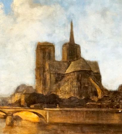 null VOLLON, Antoine (1833-1900) 
"Notre-Dame de Paris"
Oil on canvas
Signed and...